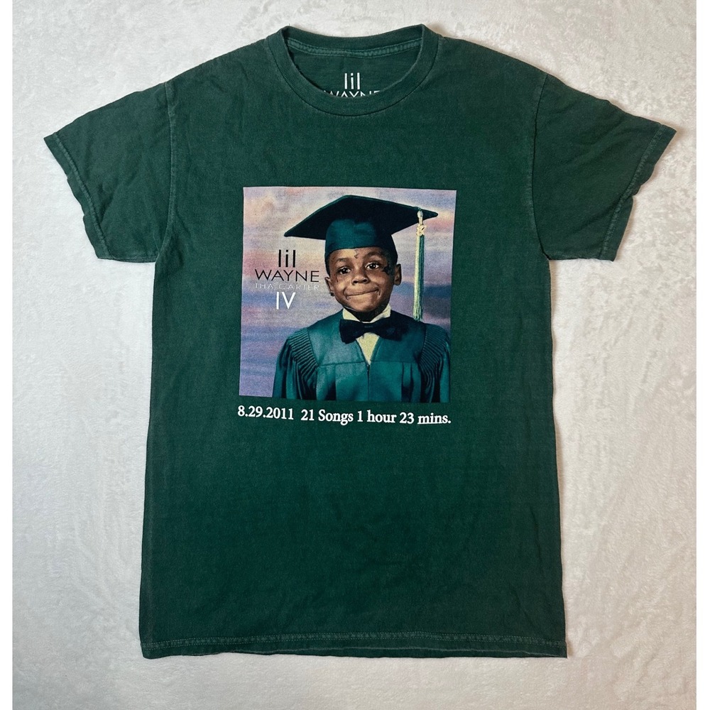 Lil Wayne Tha Carter IV Album  T-Shirt Green Mens Small Tracklist Back NWOT